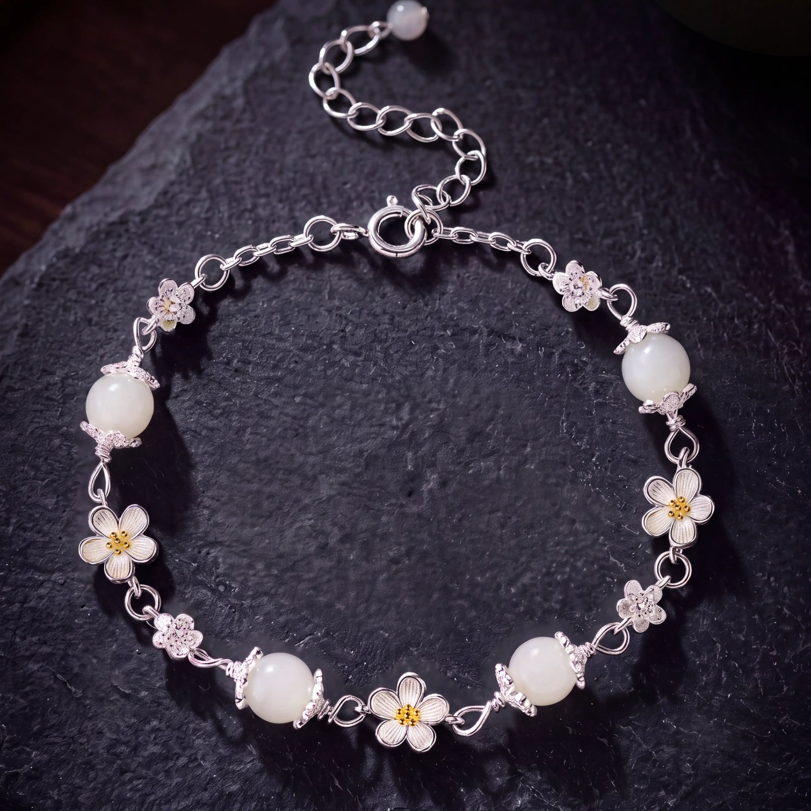 Love & Connection – Jasmine Jade Sterling Silver Bracelet