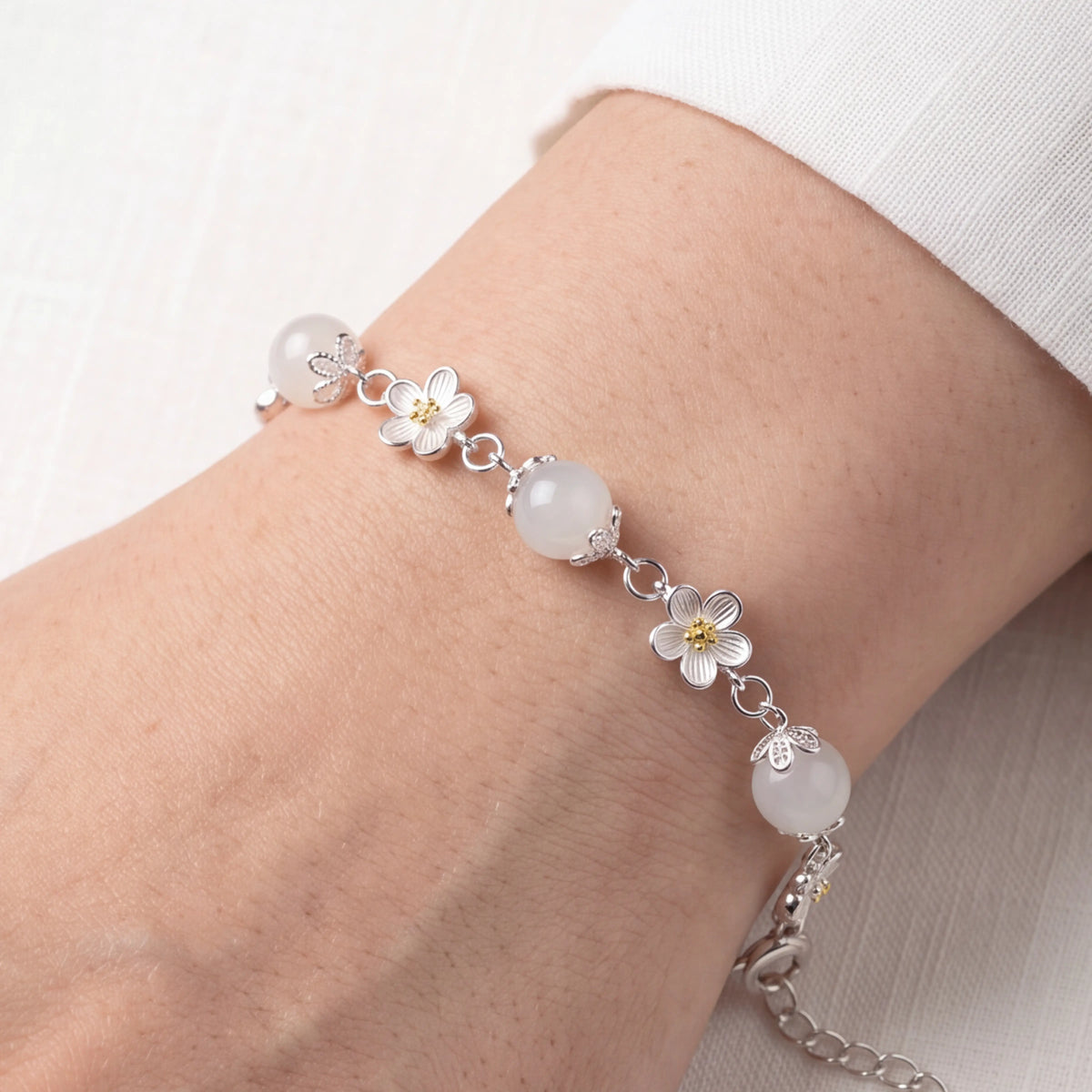 Love & Connection – Jasmine Jade Sterling Silver Bracelet