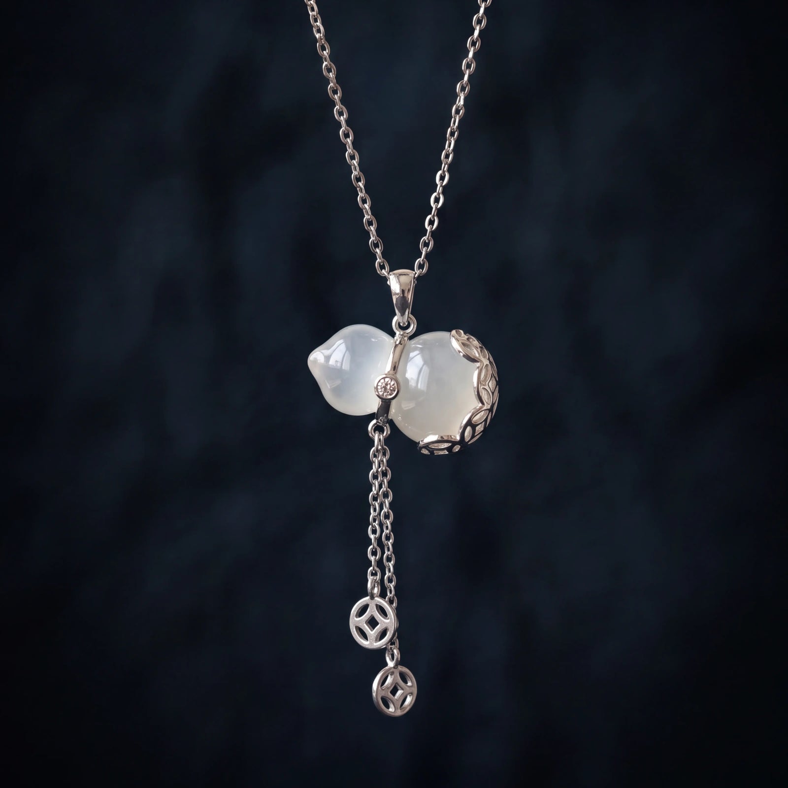 Protection & Peace – White Chalcedony Gourd Necklace