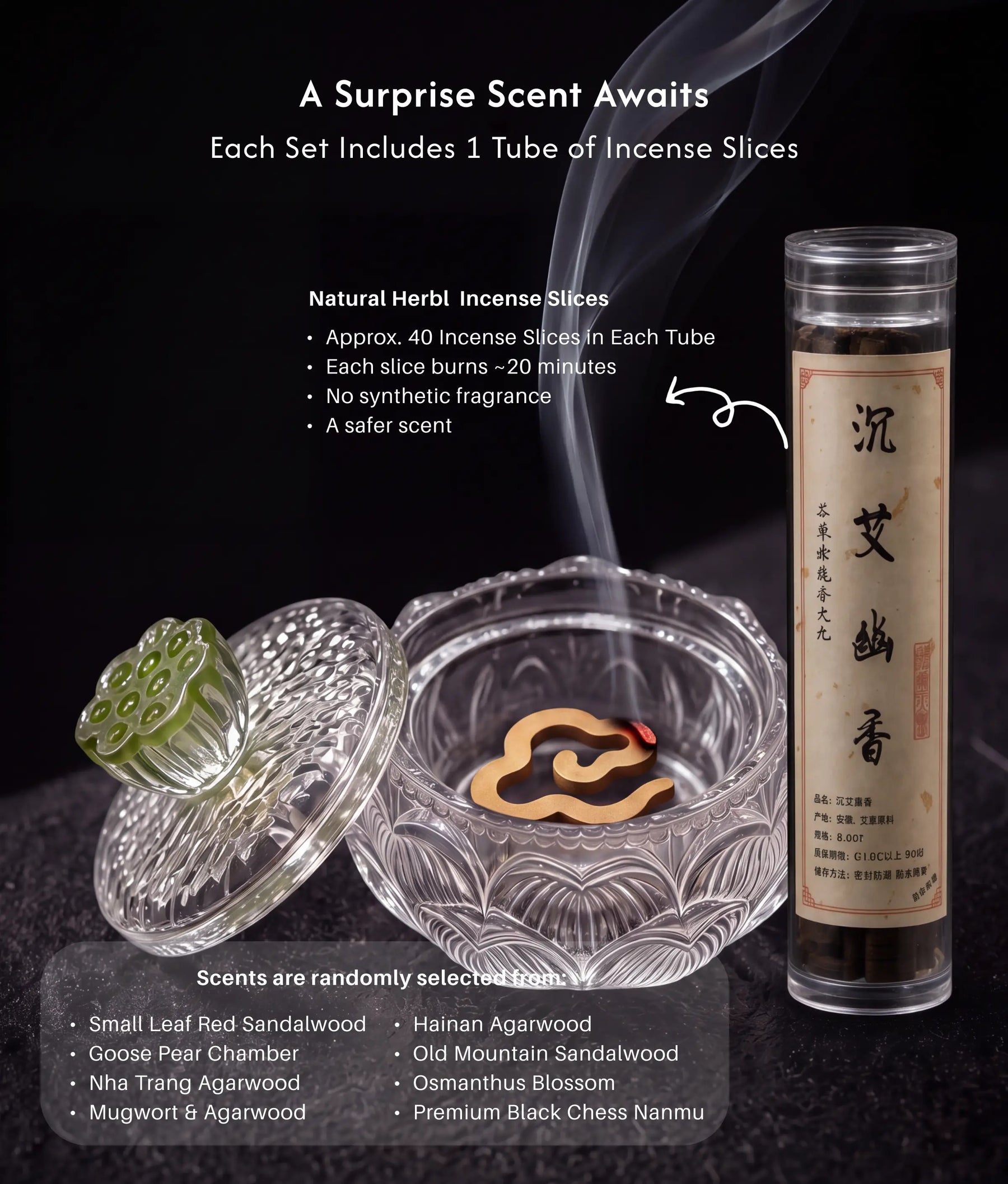 Calm & Clarity - Lotus Liuli Incense Burner Set description 5