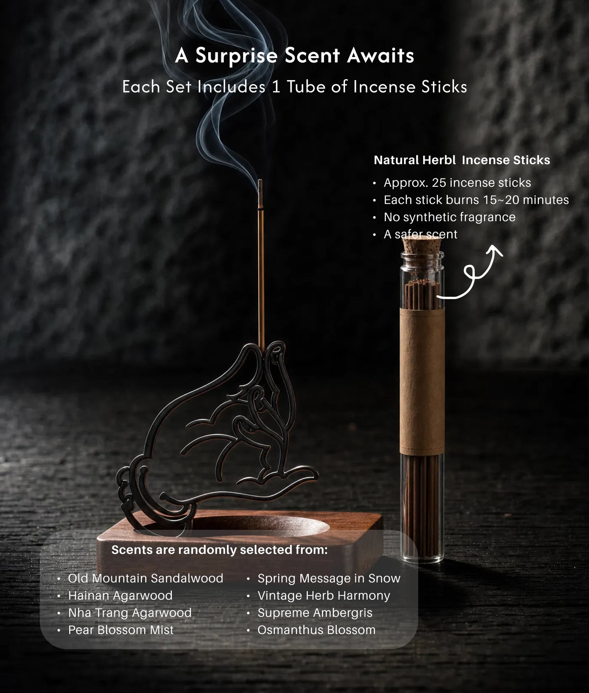 Serenity & Blessings - Buddhist Mudra Incense Burner Set (Includes Incense Sticks) description 5