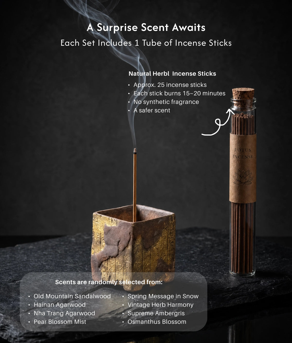 Wisdom & Spirit - Dunhuang Manuscript Incense Holder Set (Includes Incense Sticks) description 5