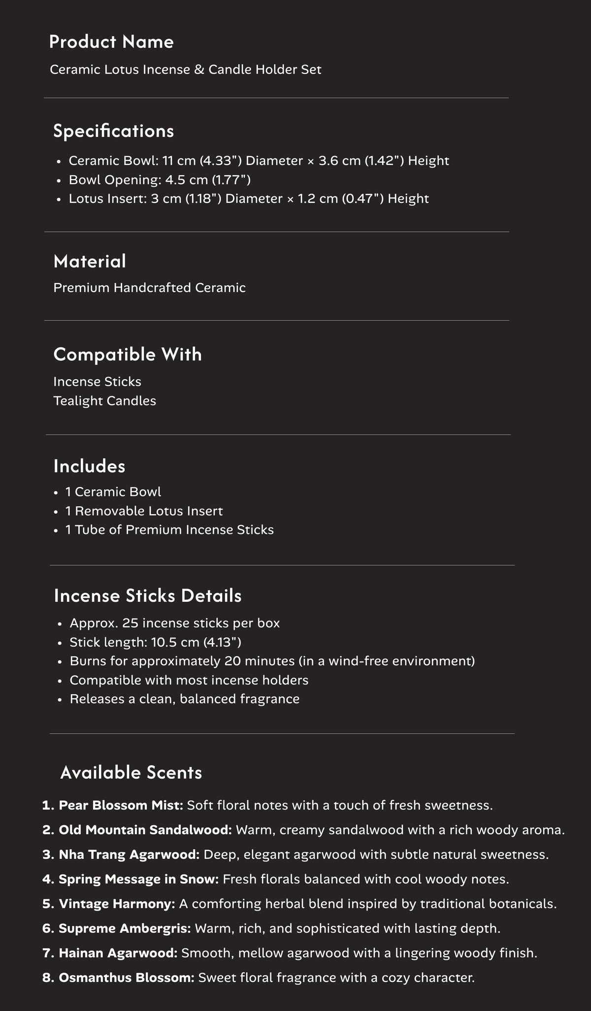 Purification & Harmony - Ceramic Lotus Incense & Candle Holder Set (Includes Incense Sticks) item details