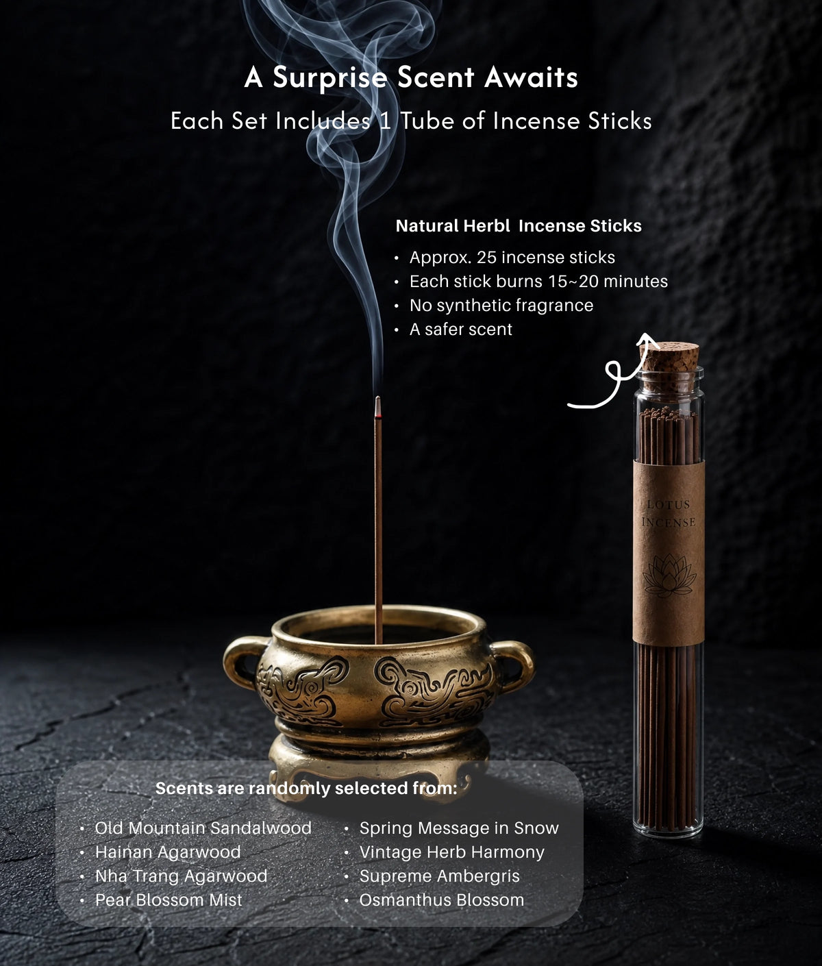 Balance & Grounding - Miniature Antique Double-Ear Burner Set (Includes Incense Sticks) description 5