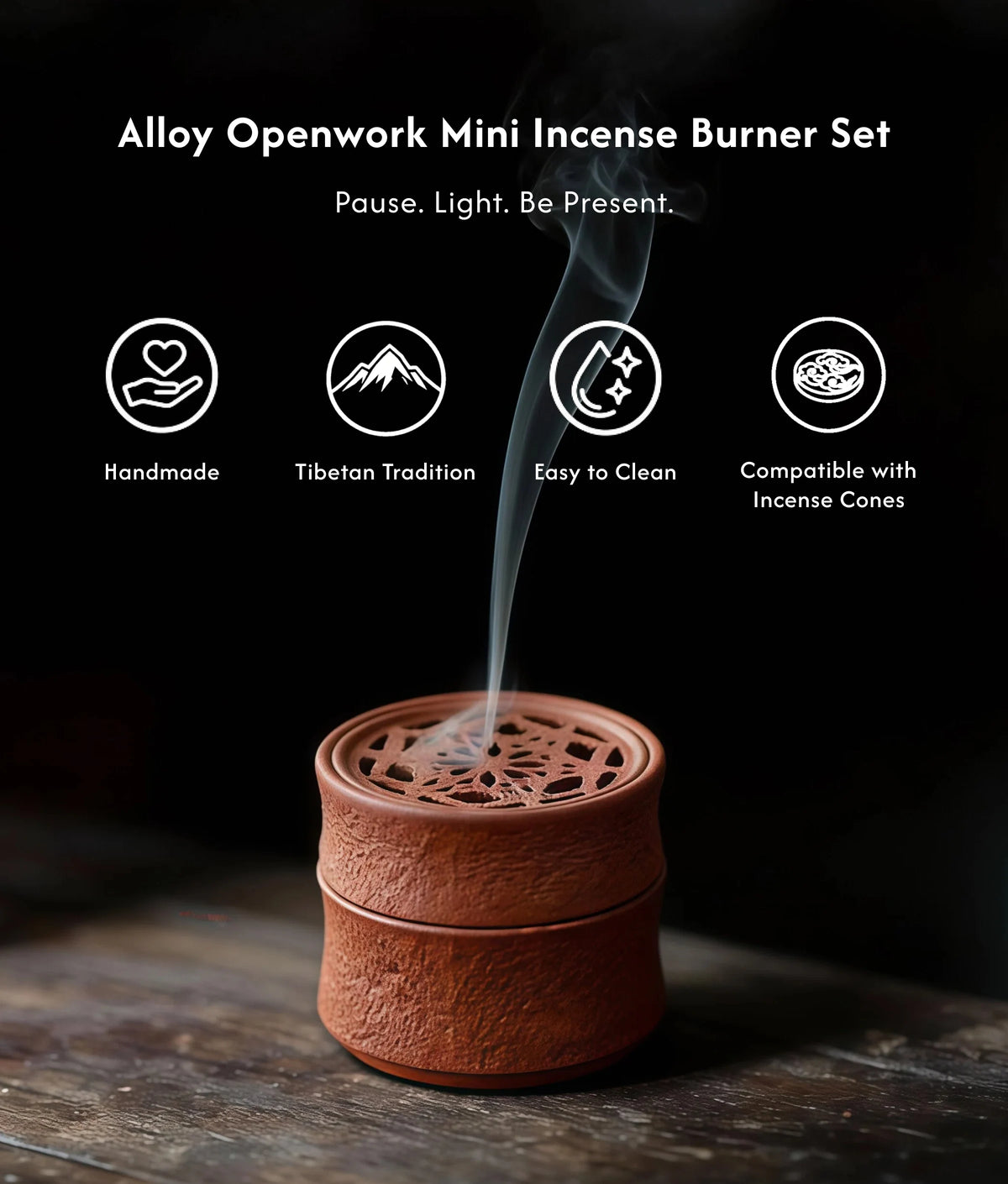 Integrity & Resilience - Bamboo Stillness Zisha Ceramic Burner Set (Includes Incense Slices) description 1
