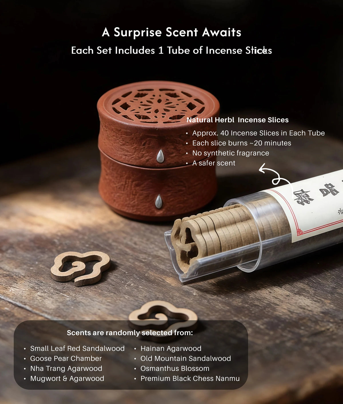 Integrity & Resilience - Bamboo Stillness Zisha Ceramic Burner Set (Includes Incense Slices) description 6