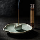 Manifestation & Purity - Celadon Crackle Glaze Persimmon & Lotus Incense Holder Set (Includes Incense Sticks)