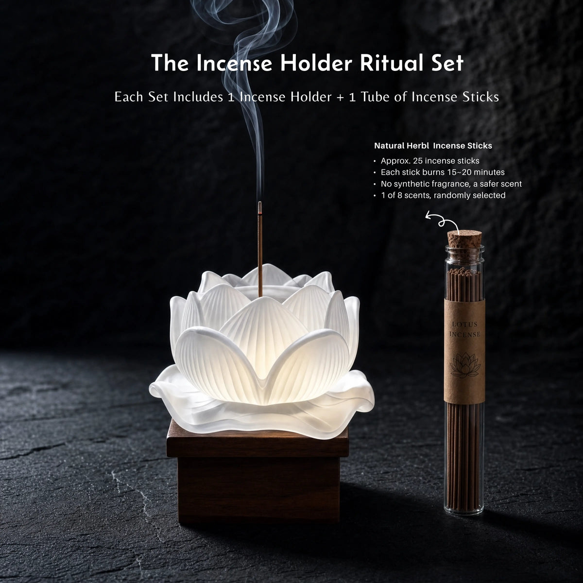 Purity & Awakening - Liuli Lotus Incense Burner Set (Includes Incense Sticks)