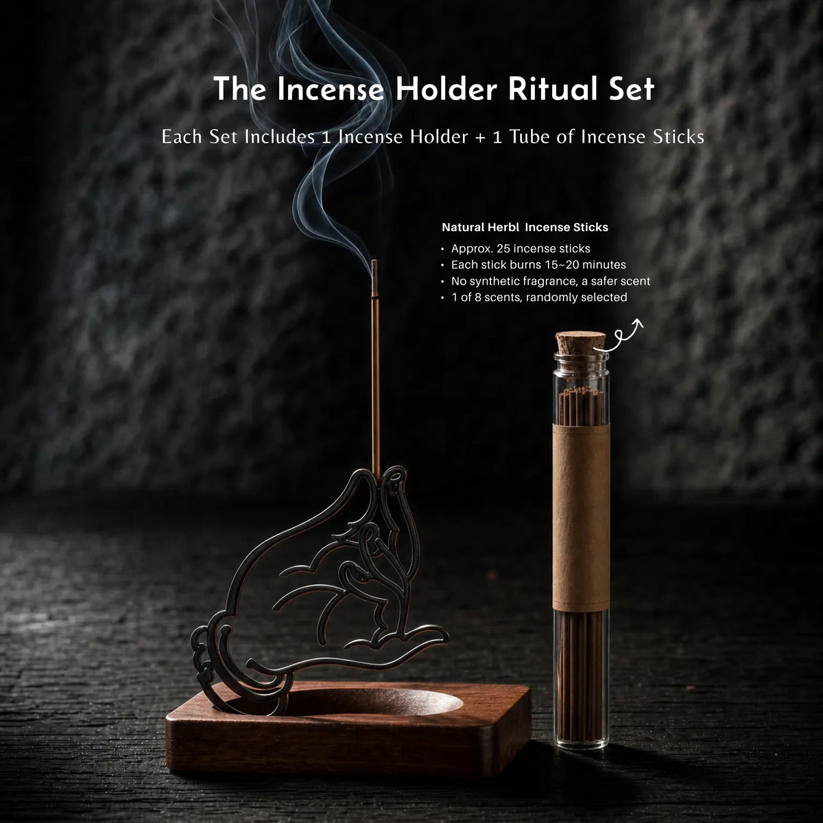 Serenity & Blessings - Buddhist Mudra Incense Burner Set (Includes Incense Sticks)