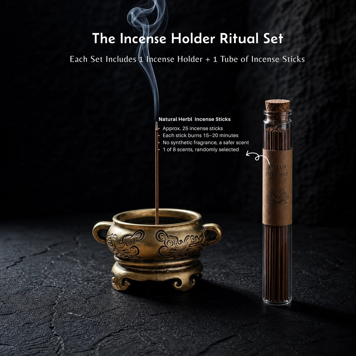 Balance & Grounding - Miniature Antique Double-Ear Burner Set (Includes Incense Sticks)