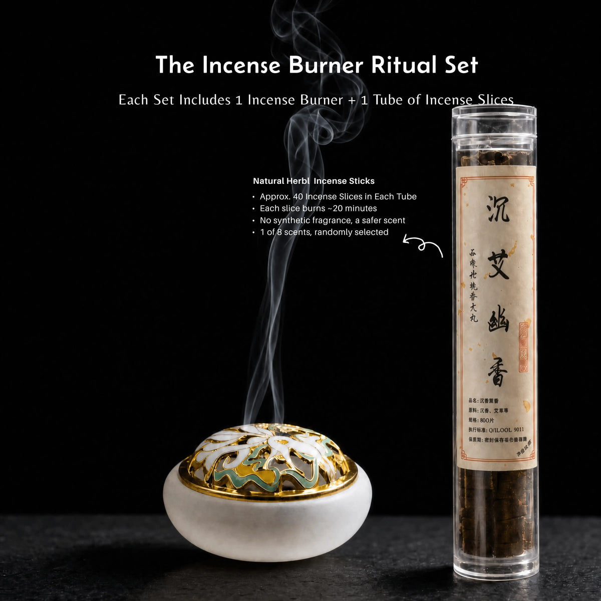 Serenity in the Palm - Mini White Glazed Liuli Burner Set (Includes Incense Slices)