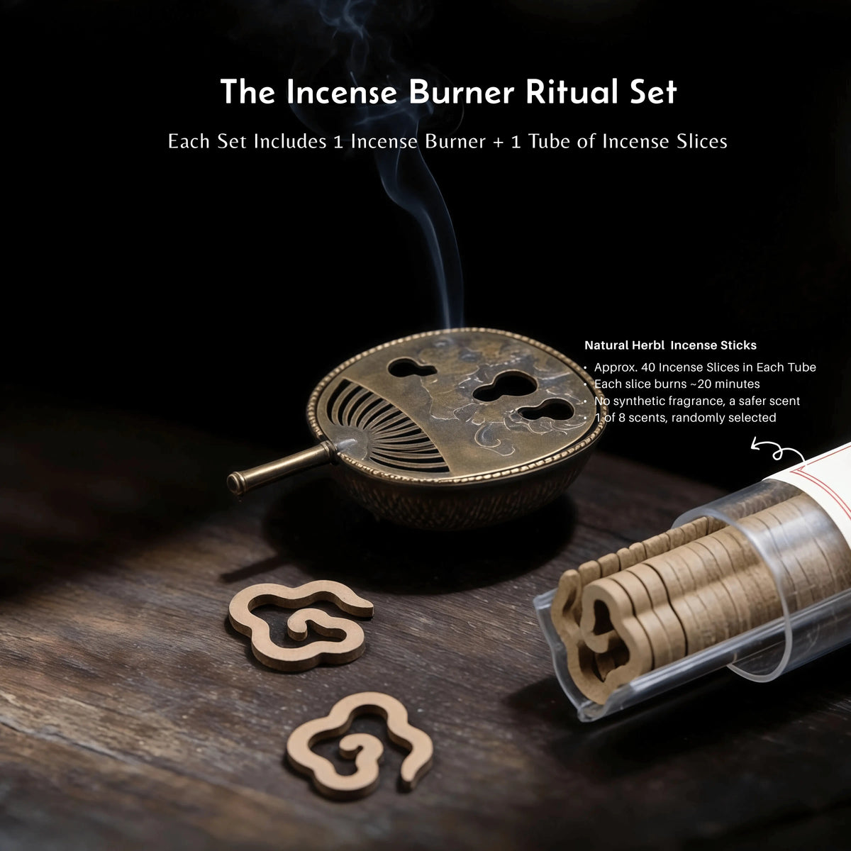 Power & Influence - Fortune Gourd Fan Incense Burner Set (Includes Incense Slices)