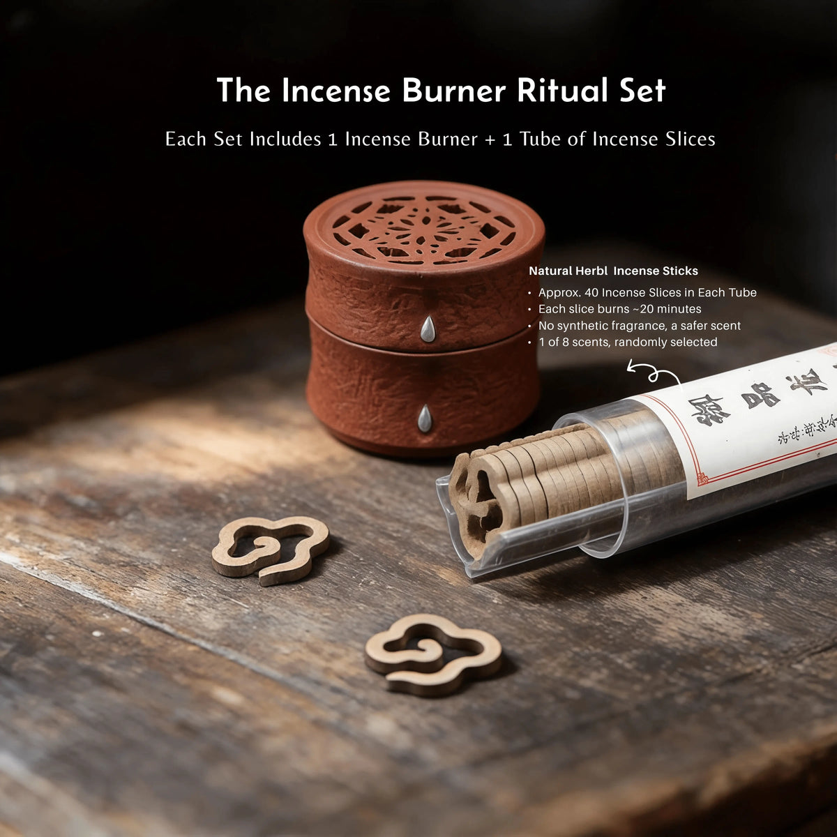 Integrity & Resilience - Bamboo Stillness Zisha Ceramic Burner Set (Includes Incense Slices)