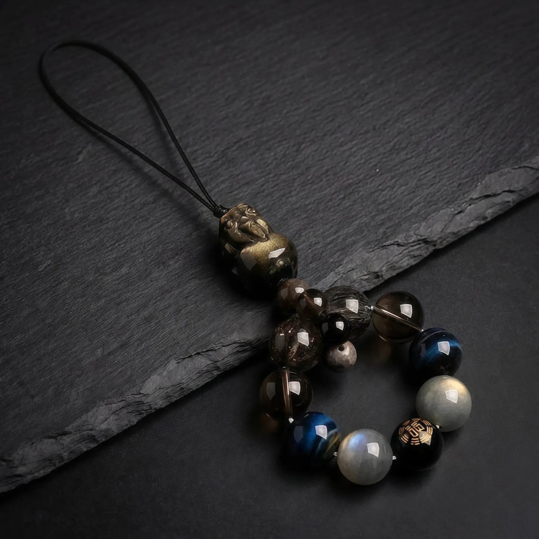 Abundance & Flow – Water Element Black Wealth God Talisman Strap