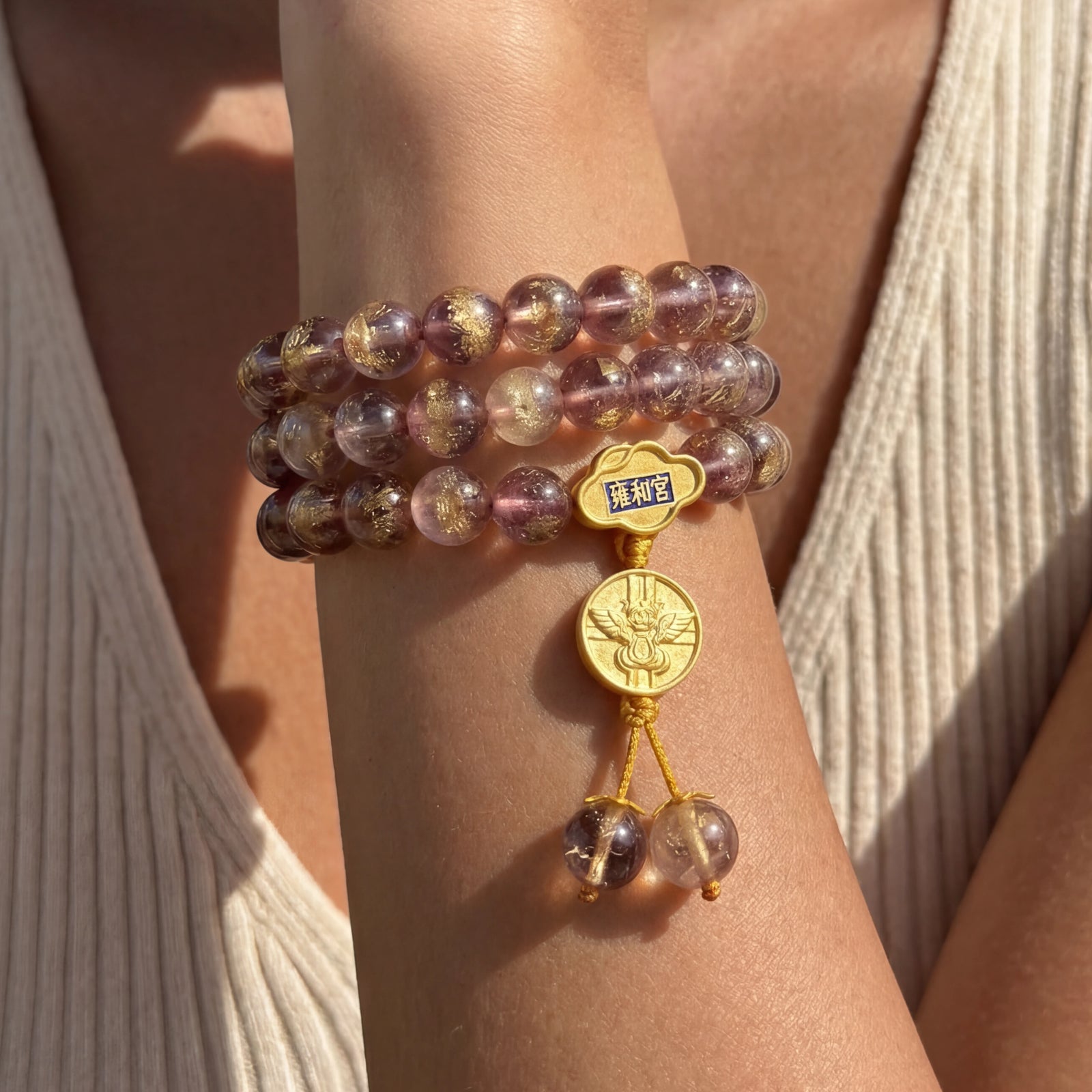 Wisdom & Intuition – Temple Incense Ash Liuli Mala Bracelet