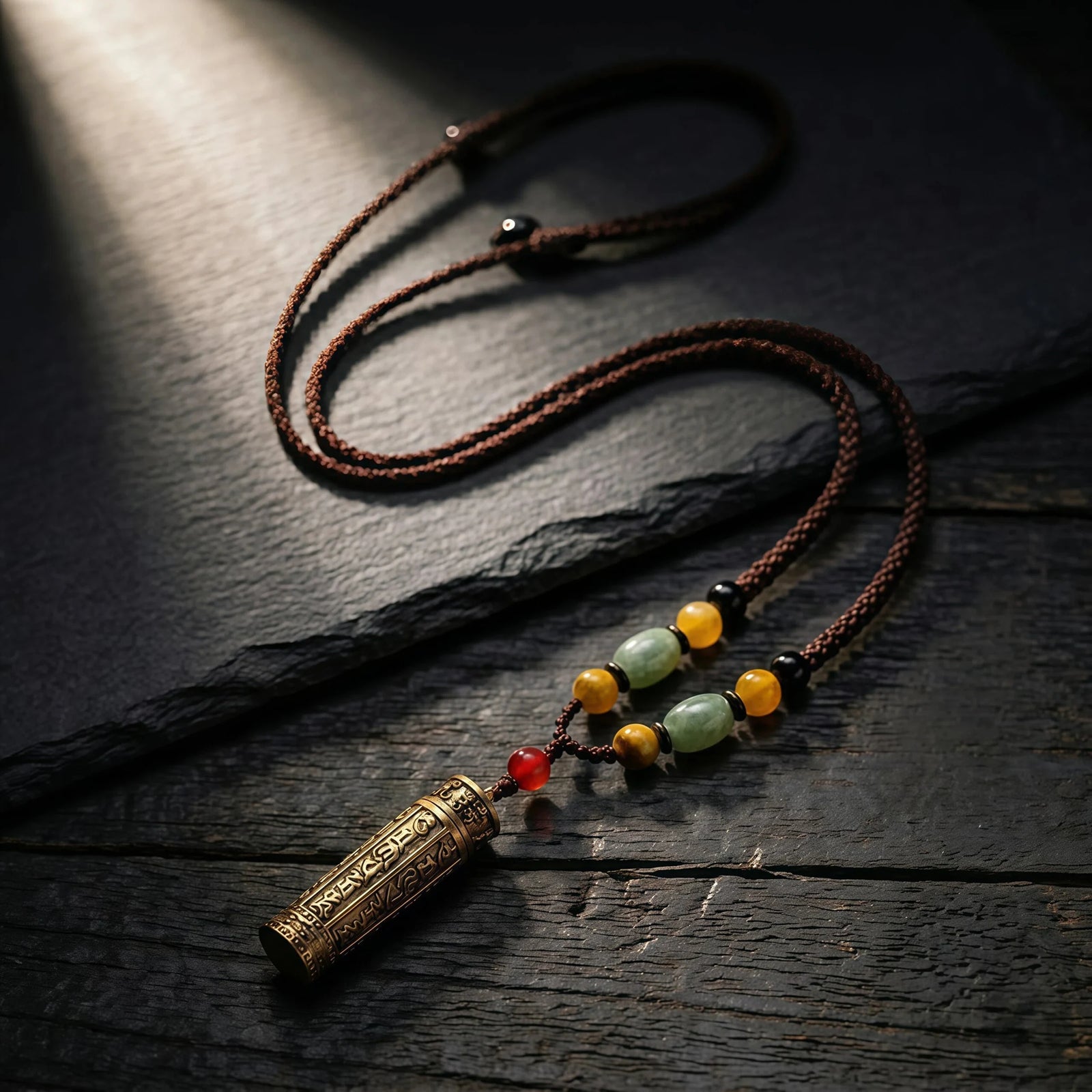 Protection & Blessing – Antique Brass Mantra Prayer Tube Necklace
