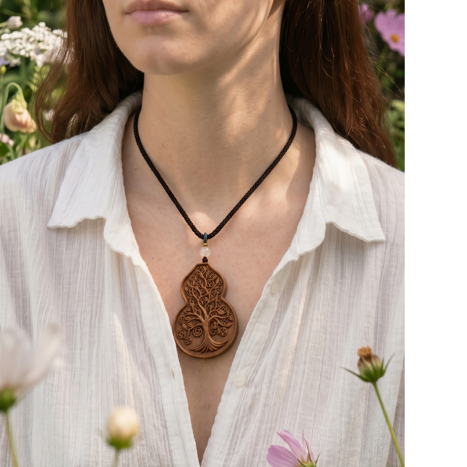 Calm & Prosperity– Ancient Gourd Money Tree Herbal Incense Pendant