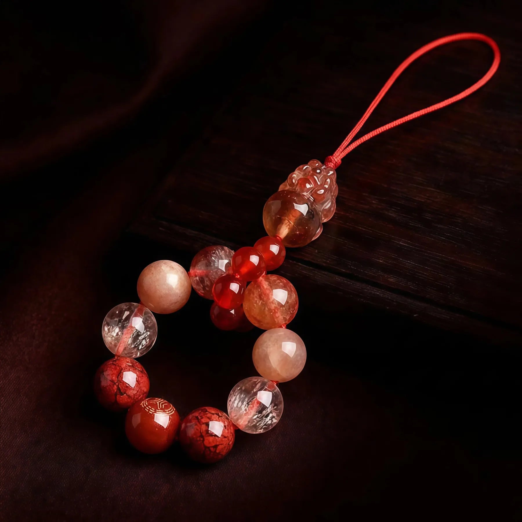 Vitality & Passion – Fire Element Red Crystal Pi Xiu Talisman Strap