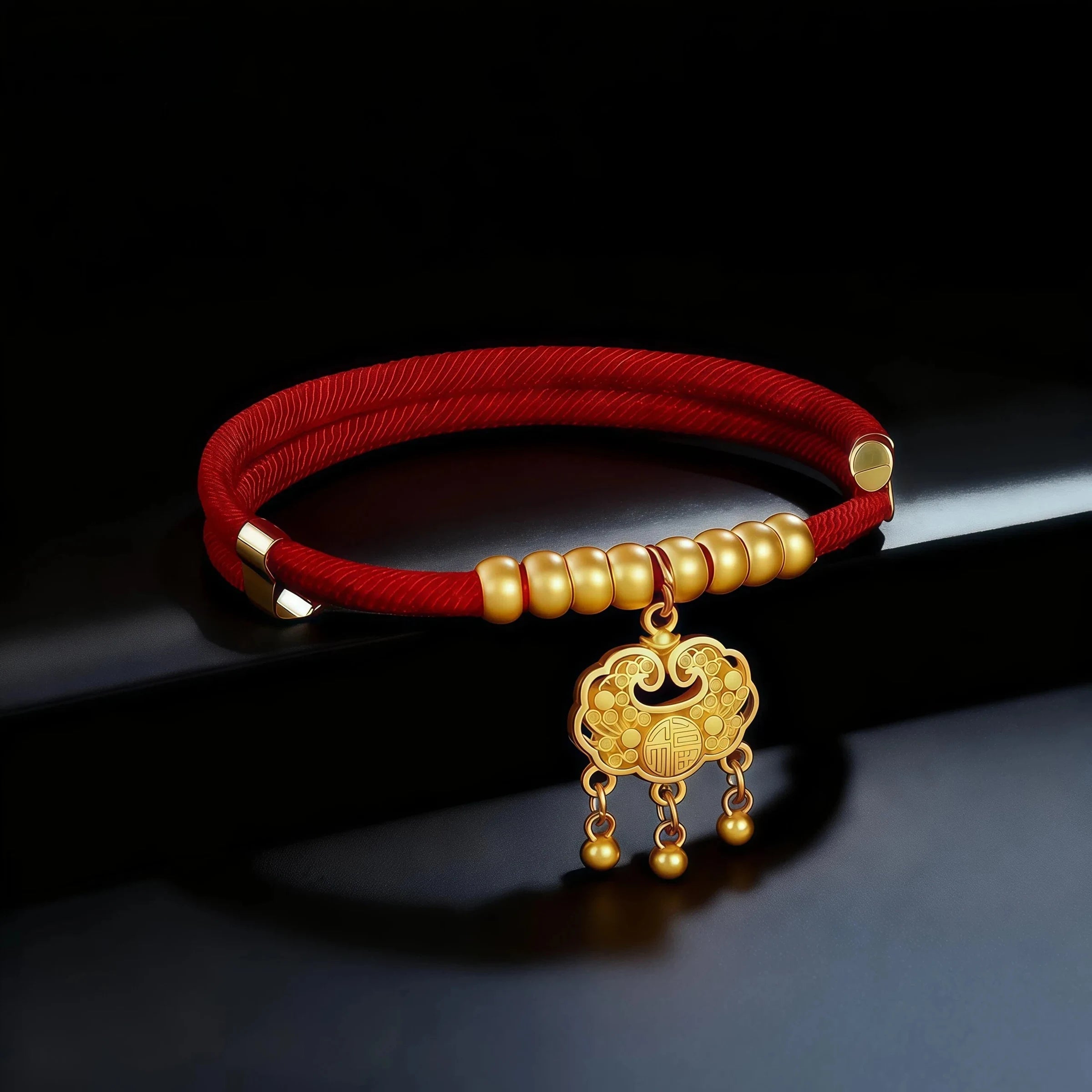 Blessing & Protection - Golden Lock Red String Pet Collar