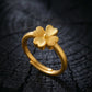Luck & Abundance - Four Leaf Clover 999 Gold Adjustable Open Ring