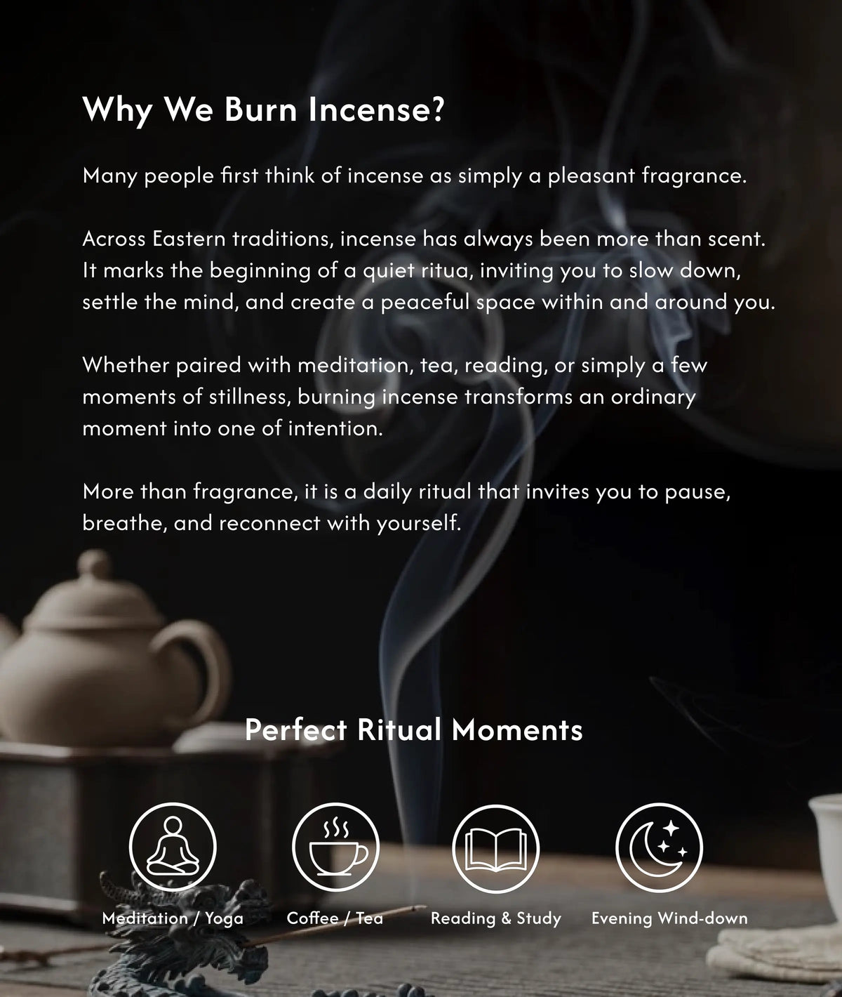 Calm & Balance – Tibetan Natural Backflow Incense Cones description 2